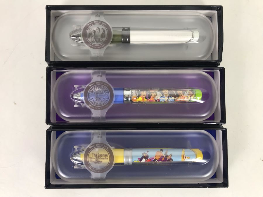 (3) New Limited Edition The Beatles Collectible Pod Pens: The Beatles Yellow Submarine, Sgt. Peppers Lonely Hearts Club Band And The White Album [Photo 1]