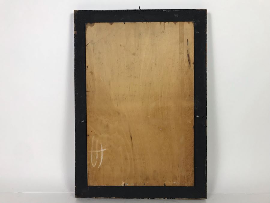 Antique Japanese Original Ocean Ship Painting In Black Lacquer Frame With Repousse Metal Ornamentation 14 X 20 [Photo 22]