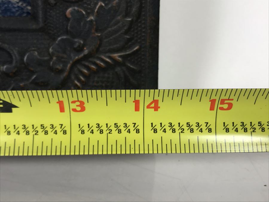 Antique Japanese Original Ocean Ship Painting In Black Lacquer Frame With Repousse Metal Ornamentation 14 X 20 [Photo 24]