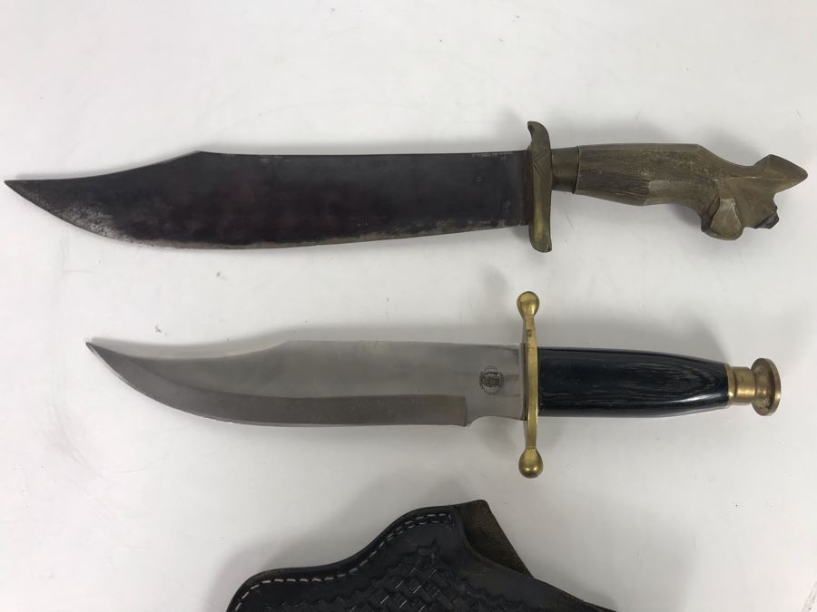 Pair Of Knives 12' And 10' Blade (One Is Chipaway Cutlery With Pakistan Blade) And Leather Bianchi S&W .44 Holster [Photo 7]