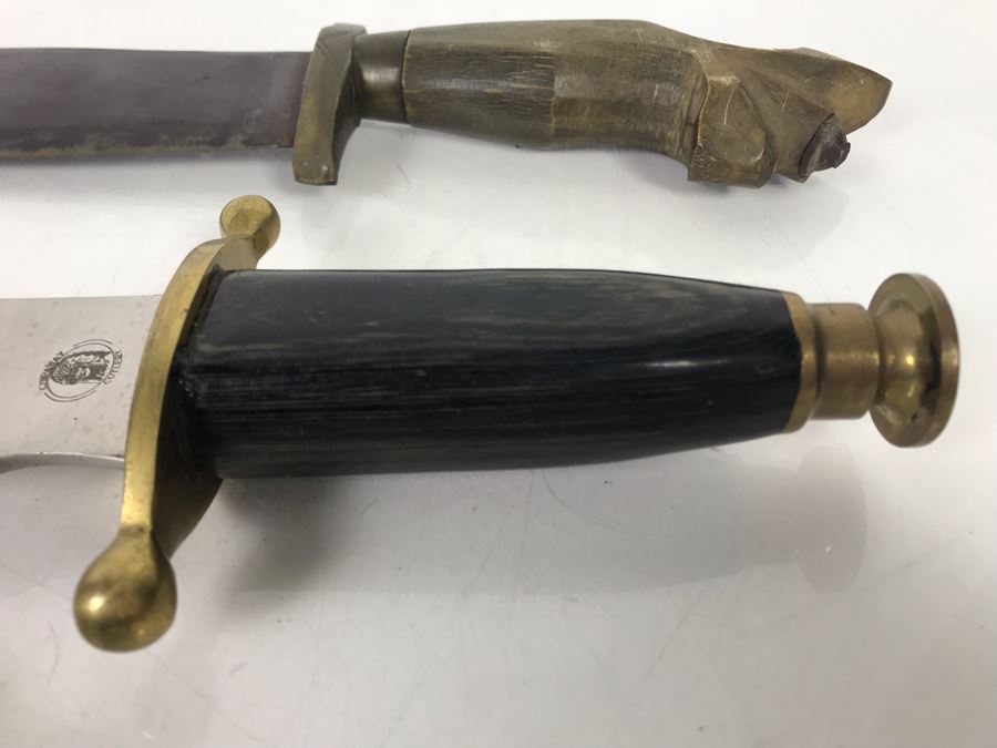 Pair Of Knives 12' And 10' Blade (One Is Chipaway Cutlery With Pakistan Blade) And Leather Bianchi S&W .44 Holster [Photo 5]