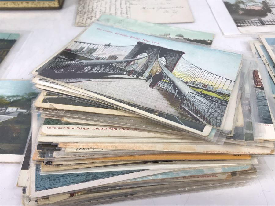 Collection Of Over 100 Antique / Vintage New York City Themed Postcards (Some Postmarked) And Vintage New York City Manhattan Tin [Photo 7]
