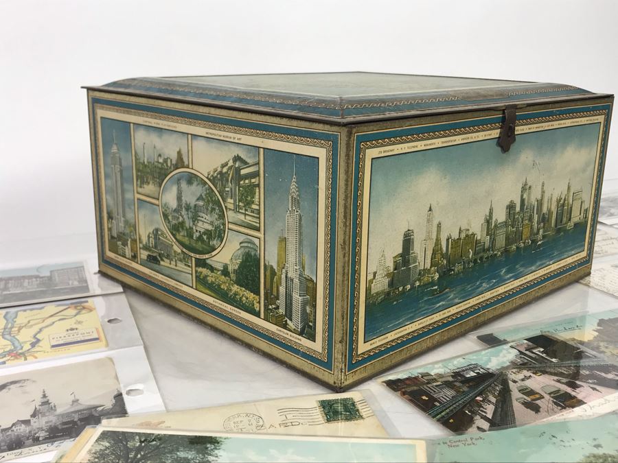 Collection Of Over 100 Antique / Vintage New York City Themed Postcards (Some Postmarked) And Vintage New York City Manhattan Tin [Photo 6]