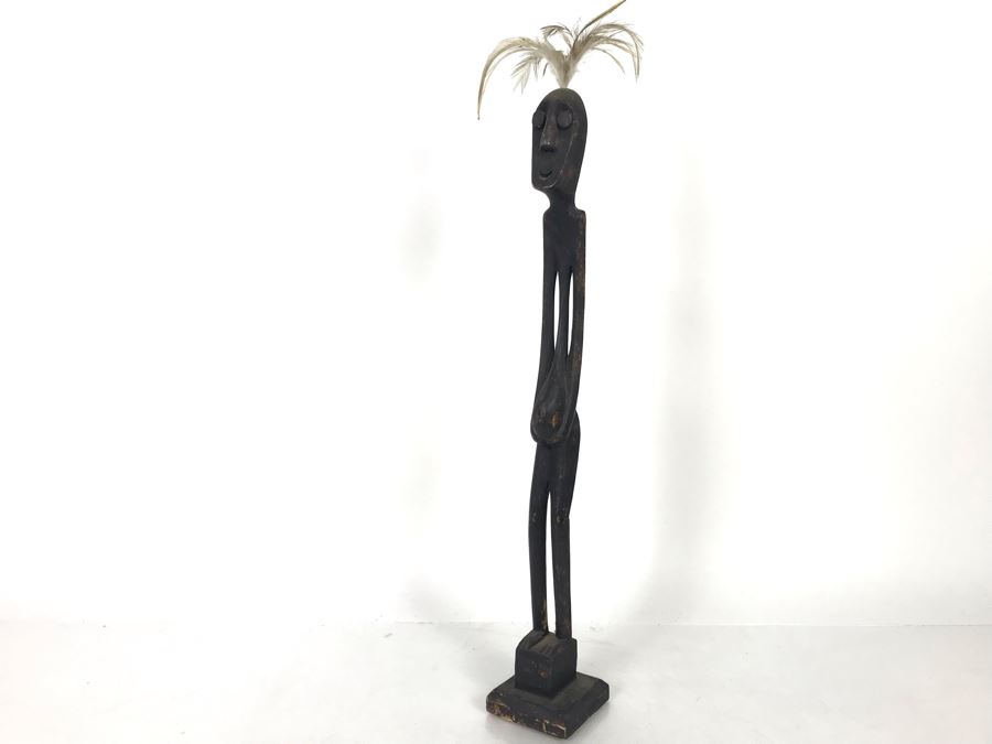 Vintage Carved Wooden Ethnic Statue 22'H [Photo 2]