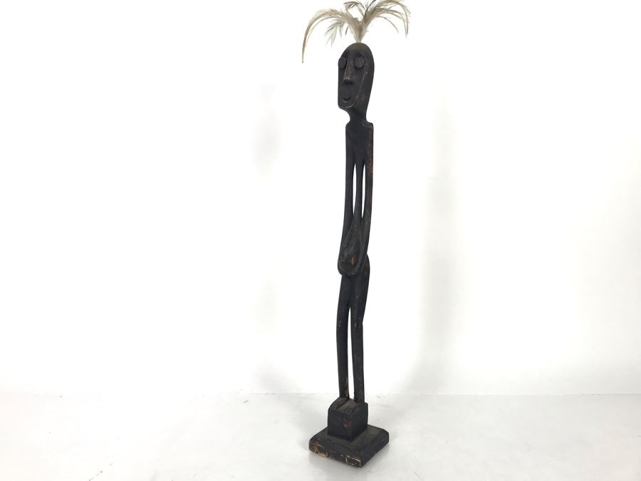 Vintage Carved Wooden Ethnic Statue 22'H [Photo 3]