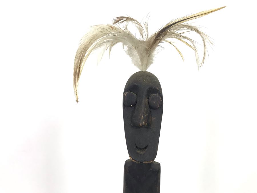 Vintage Carved Wooden Ethnic Statue 22'H [Photo 7]