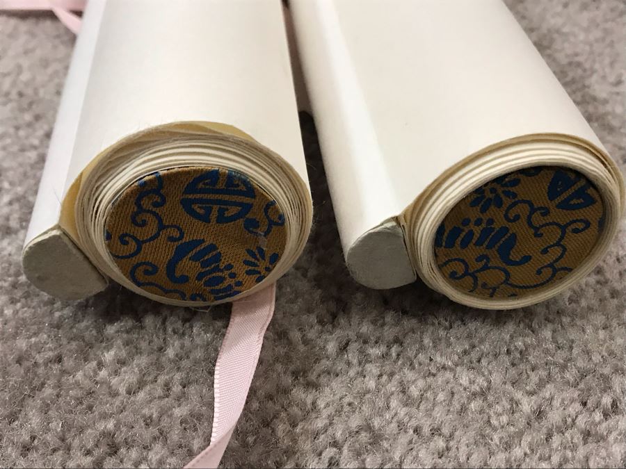 Pair Of Signed Original Chinese Calligraphy Scrolls 56'L [Photo 18]