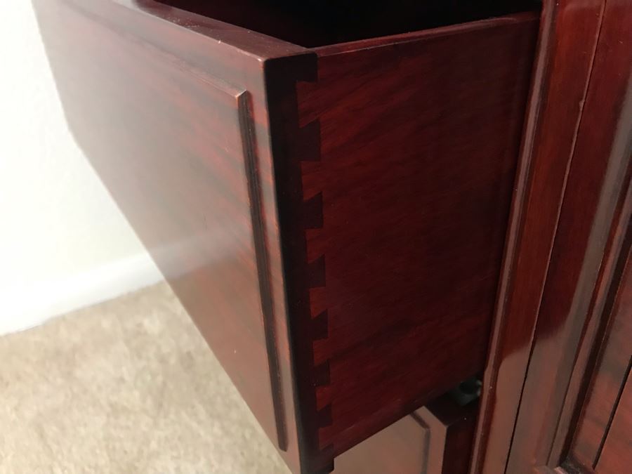 Stunning Solid Rosewood Headboard With Large Mirror, Overhead Lighting, Shelving And 4-Drawer Built-In Nightstands 114'W X 18'D X 78'H - Will Deliver And Assemble Anywhere In SD County For Additional $220 [Photo 8]