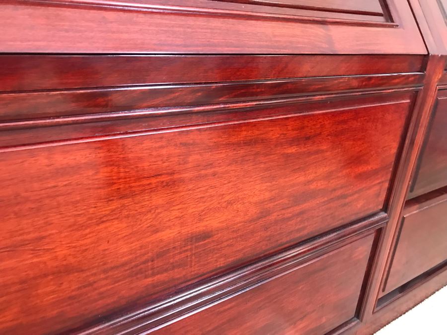 Stunning Solid Rosewood Headboard With Large Mirror, Overhead Lighting, Shelving And 4-Drawer Built-In Nightstands 114'W X 18'D X 78'H - Will Deliver And Assemble Anywhere In SD County For Additional $220 [Photo 11]