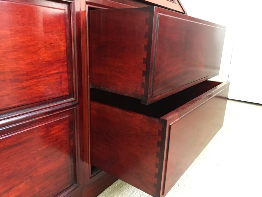 Stunning Solid Rosewood Headboard With Large Mirror, Overhead Lighting, Shelving And 4-Drawer Built-In Nightstands 114'W X 18'D X 78'H - Will Deliver And Assemble Anywhere In SD County For Additional $220 [Photo 9]