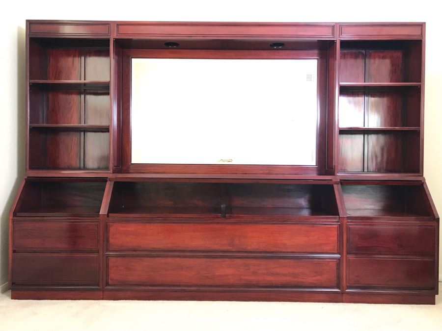 Stunning Solid Rosewood Headboard With Large Mirror, Overhead Lighting, Shelving And 4-Drawer Built-In Nightstands 114'W X 18'D X 78'H - Will Deliver And Assemble Anywhere In SD County For Additional $220 [Photo 21]
