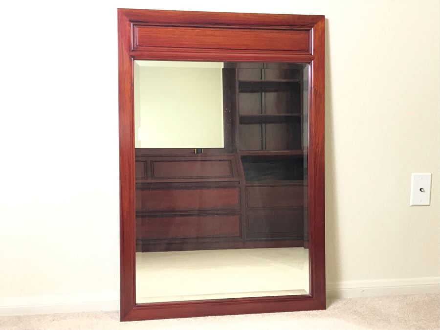Rosewood Beveled Glass Wall Mirror 27.5 X 40