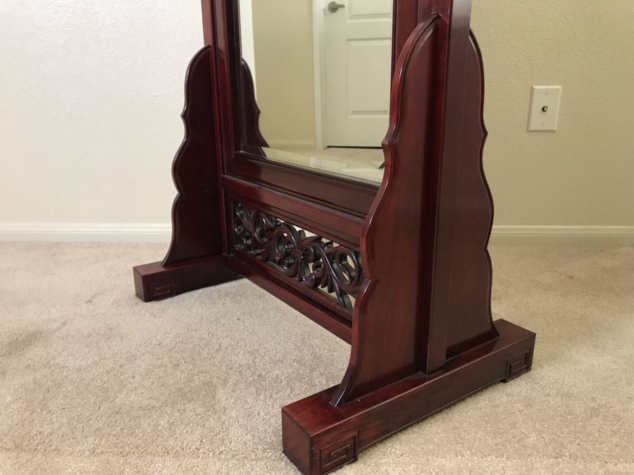 Stunning Full-Length Chinese Rosewood Standing Beveled Glass Mirror Adjustable 29W X 70.5H X 18D [Photo 5]