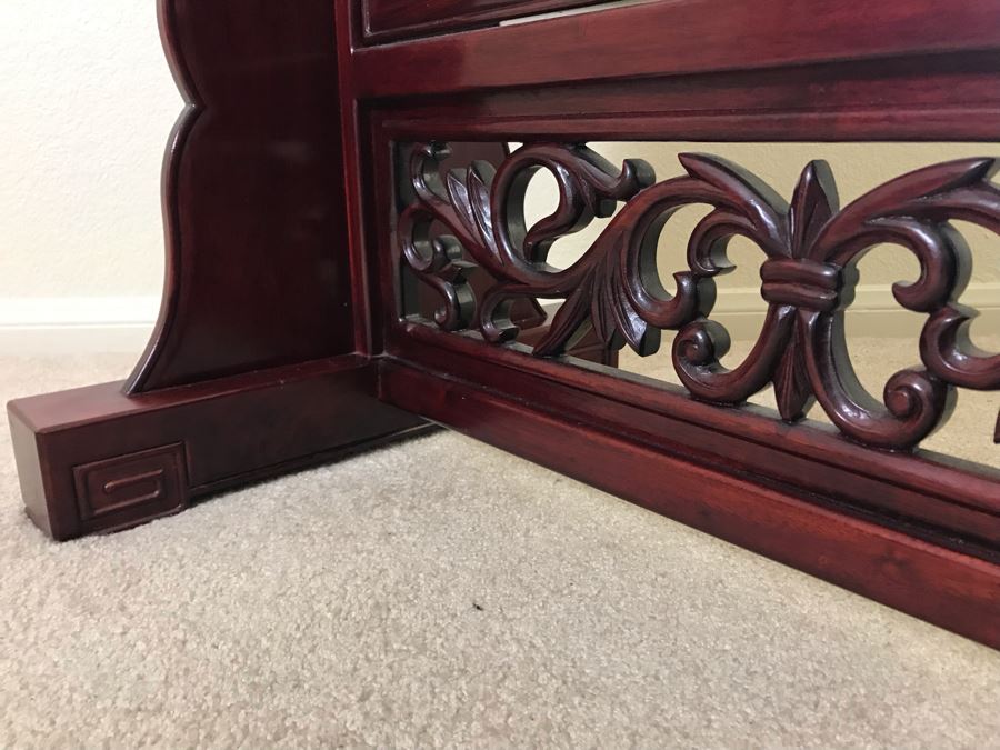 Stunning Full-Length Chinese Rosewood Standing Beveled Glass Mirror Adjustable 29W X 70.5H X 18D [Photo 8]