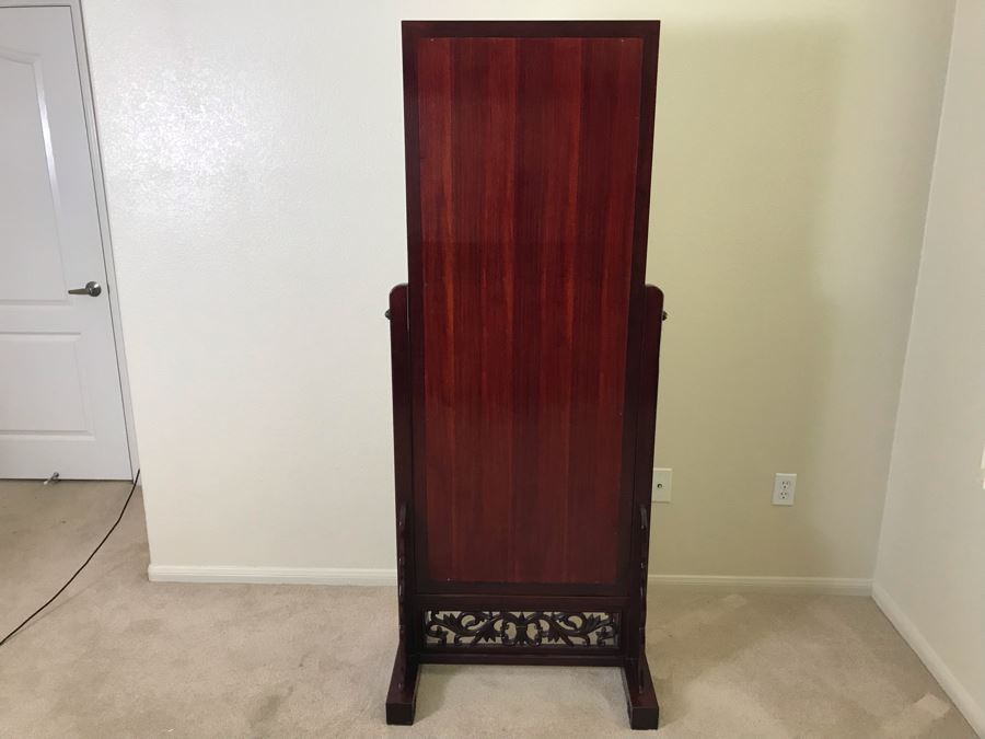 Stunning Full-Length Chinese Rosewood Standing Beveled Glass Mirror Adjustable 29W X 70.5H X 18D [Photo 11]
