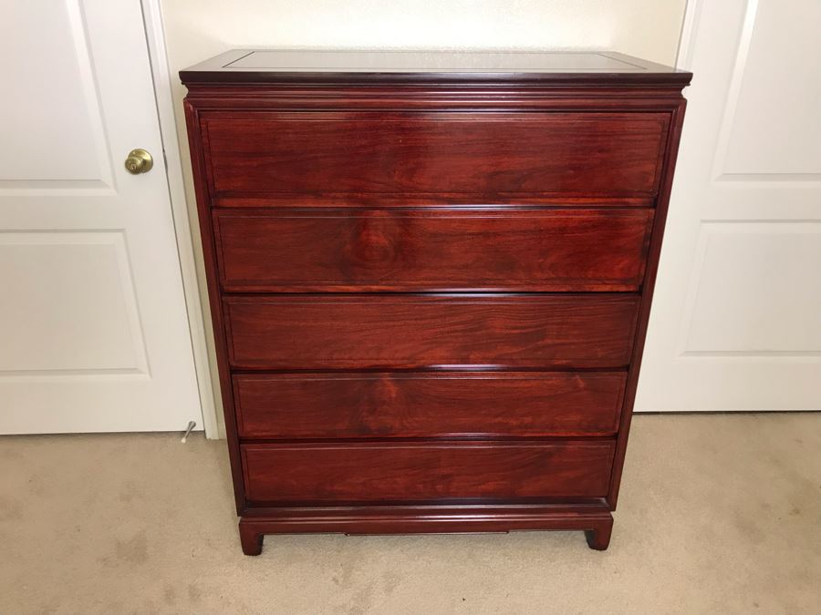 Chinese Rosewood 5-Drawer Chest Of Drawers Dresser 38W X 19D X 48H [Photo 2]