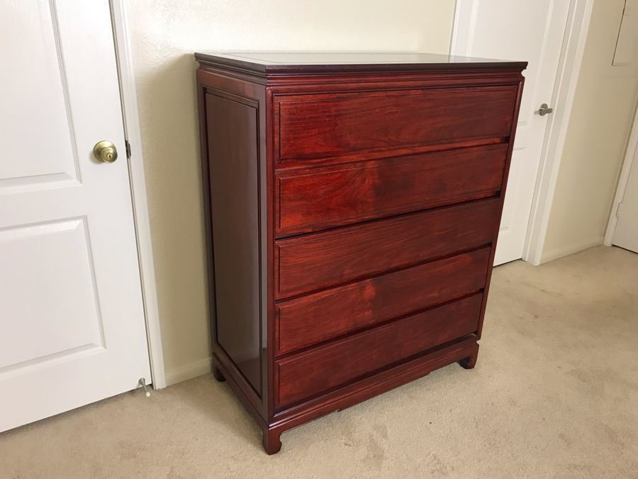 Chinese Rosewood 5-Drawer Chest Of Drawers Dresser 38W X 19D X 48H [Photo 4]