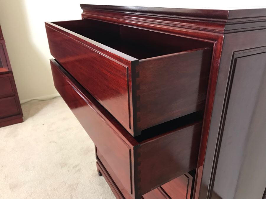 Chinese Rosewood 5-Drawer Chest Of Drawers Dresser 38W X 19D X 48H [Photo 9]