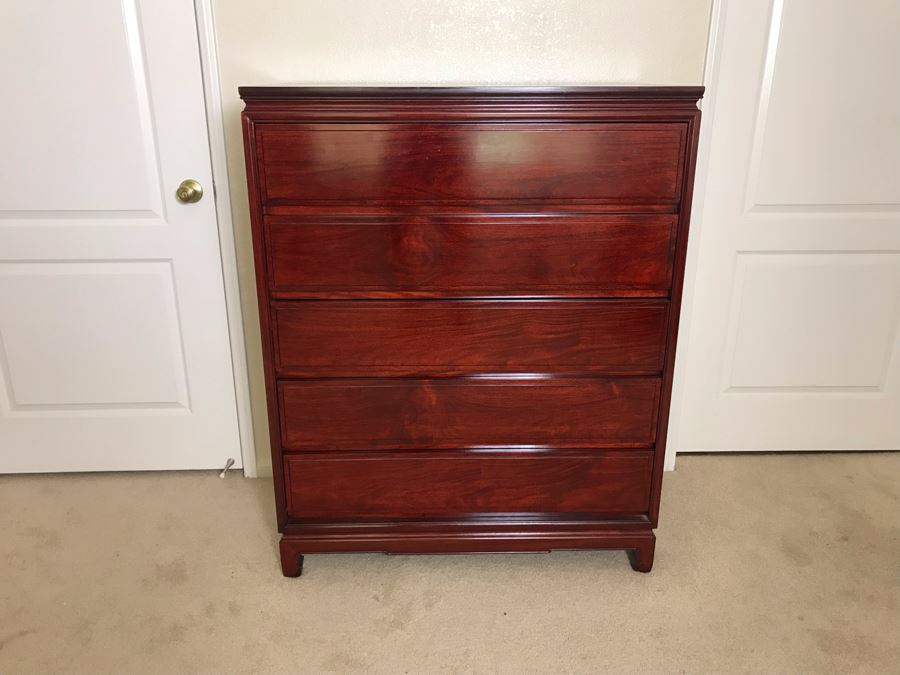 Chinese Rosewood 5-Drawer Chest Of Drawers Dresser 38W X 19D X 48H [Photo 3]
