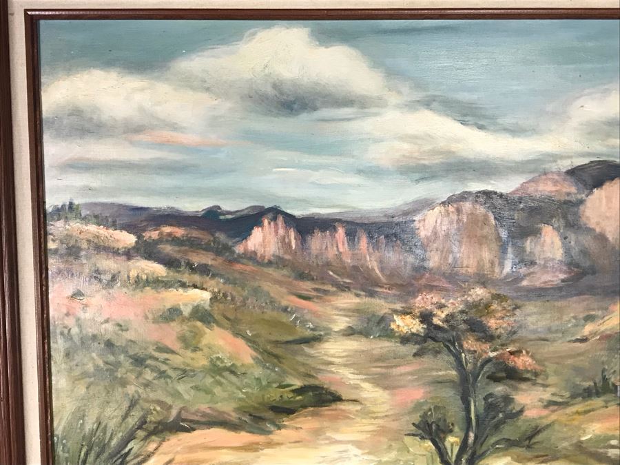 Original 1960 Signed Plein Air Landscape Painting On Board Signed G. Beckman 36 X 30 [Photo 3]