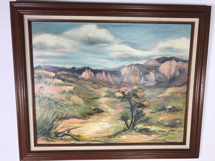 Original 1960 Signed Plein Air Landscape Painting On Board Signed G. Beckman 36 X 30