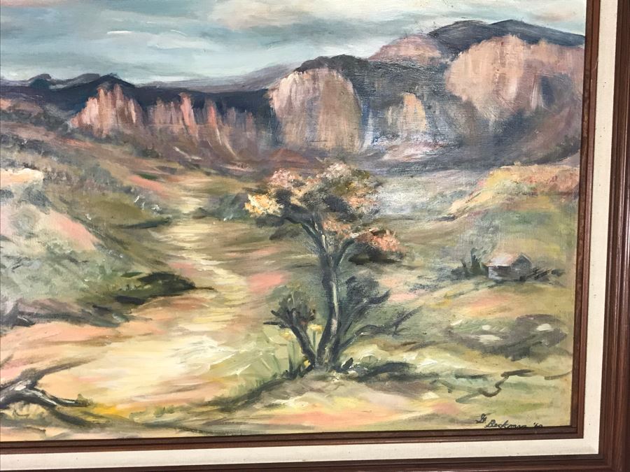 Original 1960 Signed Plein Air Landscape Painting On Board Signed G. Beckman 36 X 30 [Photo 6]