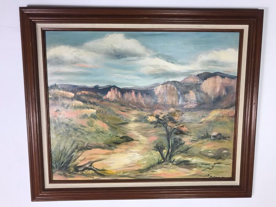 Original 1960 Signed Plein Air Landscape Painting On Board Signed G. Beckman 36 X 30 [Photo 2]