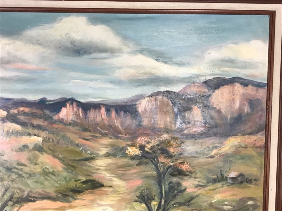 Original 1960 Signed Plein Air Landscape Painting On Board Signed G. Beckman 36 X 30 [Photo 4]