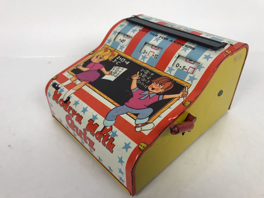 Tin Litho Modern Math Quiz Mechanical Flash Cards Game By Wolverine Working [Photo 5]