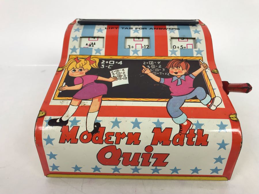 Tin Litho Modern Math Quiz Mechanical Flash Cards Game By Wolverine Working [Photo 4]