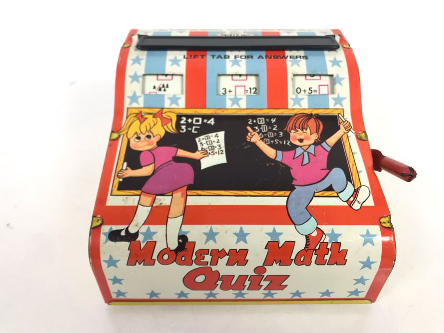 Tin Litho Modern Math Quiz Mechanical Flash Cards Game By Wolverine Working [Photo 10]