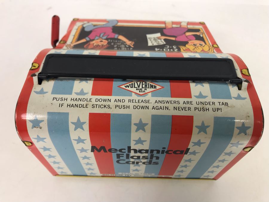 Tin Litho Modern Math Quiz Mechanical Flash Cards Game By Wolverine Working [Photo 8]