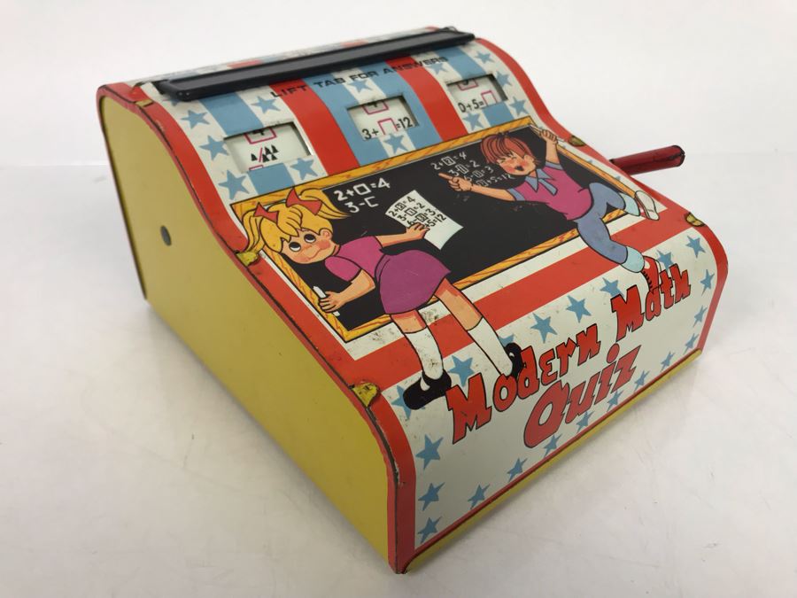 Tin Litho Modern Math Quiz Mechanical Flash Cards Game By Wolverine Working [Photo 9]