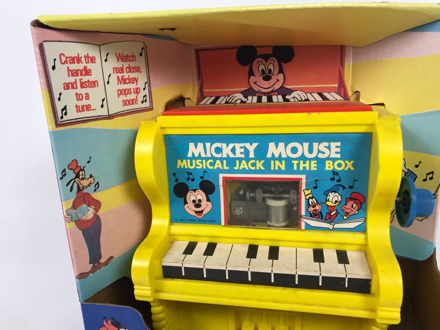 New In Box Mickey Mouse Musical Jack In The Box Disney Toy By Kohner No. 711 Working [Photo 5]