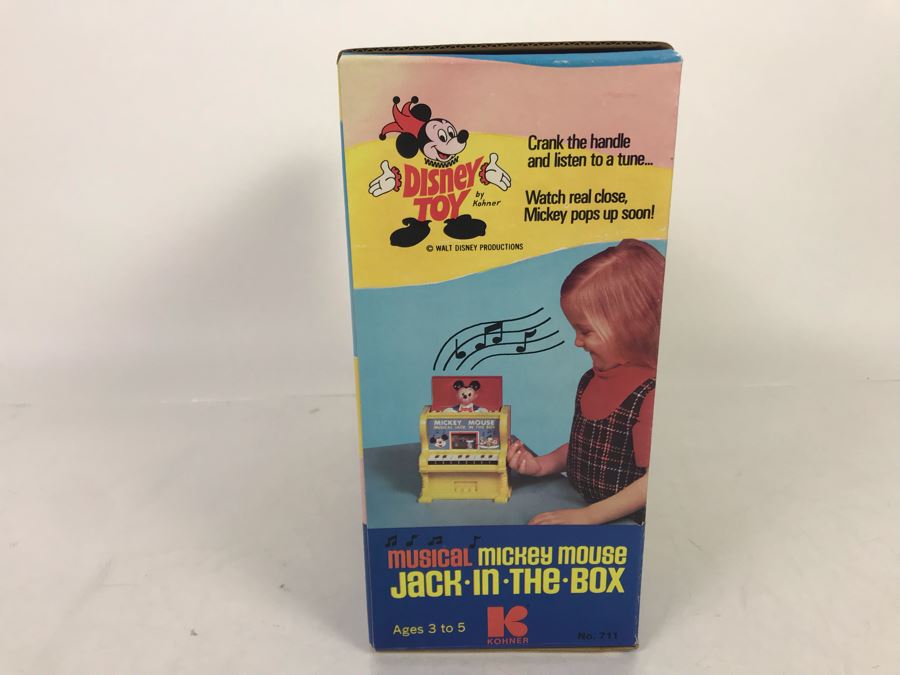 New In Box Mickey Mouse Musical Jack In The Box Disney Toy By Kohner No. 711 Working [Photo 6]