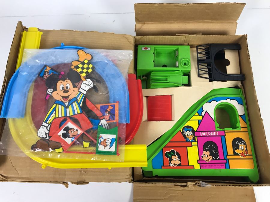 Vintage Walt Disney's Mickey Mouse Fun Castle Roller Coaster With Box