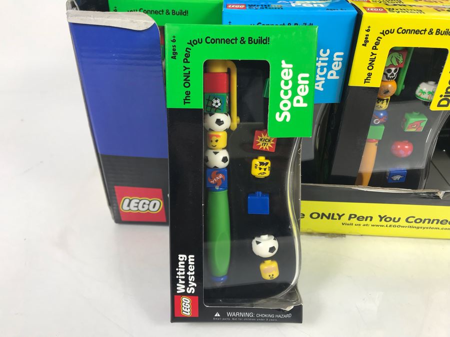 (19) New LEGO Writing System Pens With Store Merchandiser: Soccer, Artic, Dino Island And World Pens [Photo 7]