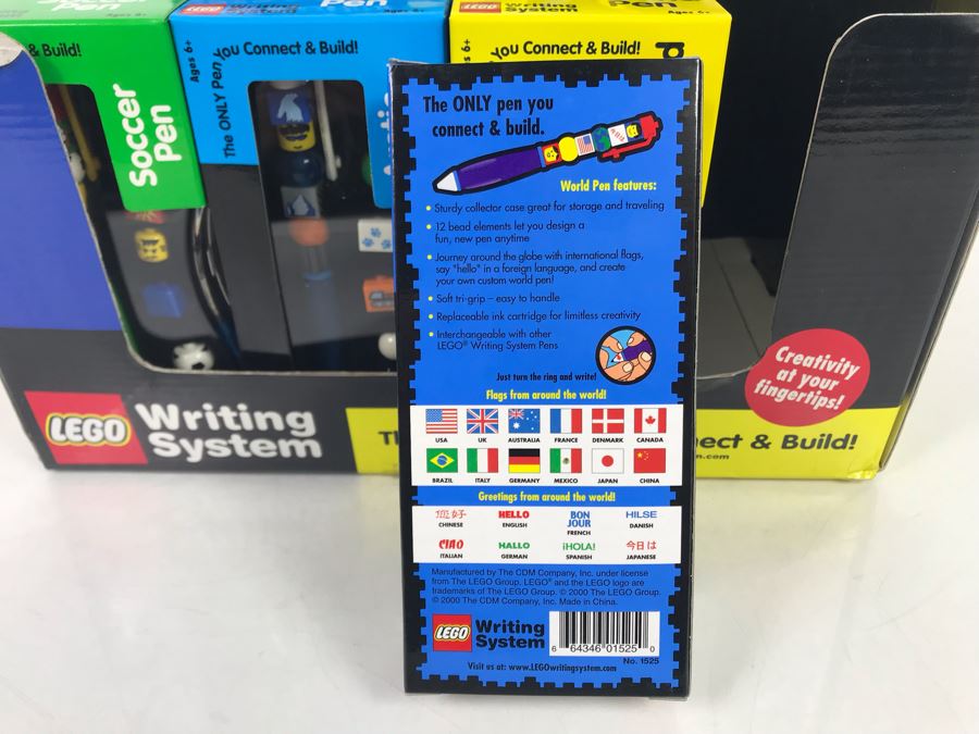 (19) New LEGO Writing System Pens With Store Merchandiser: Soccer, Artic, Dino Island And World Pens [Photo 3]