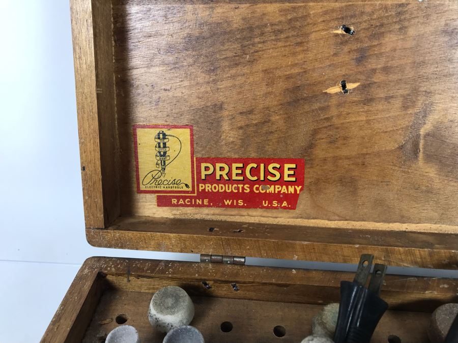 Vintage Precise Products Company Rotary Dremel Tool With Wooden Box, Manuals And Accessories [Photo 5]
