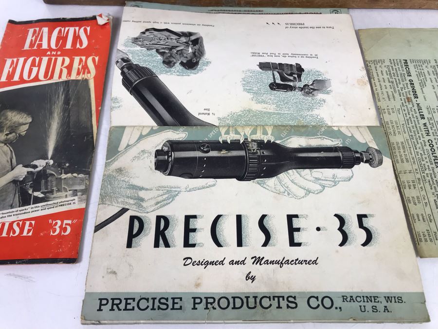 Vintage Precise Products Company Rotary Dremel Tool With Wooden Box, Manuals And Accessories [Photo 9]