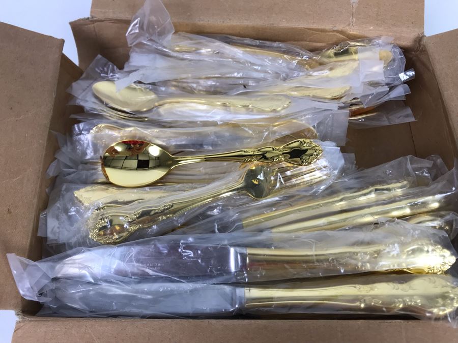 New Royal Limited Gold Plate Flatware Apx Service For 12 [Photo 1]