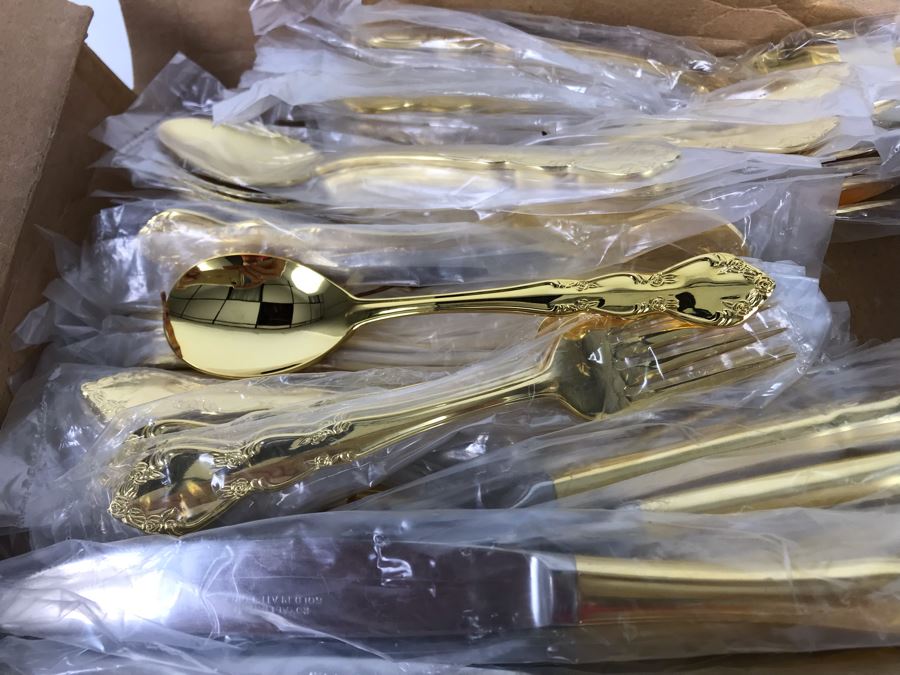 New Royal Limited Gold Plate Flatware Apx Service For 12 [Photo 3]