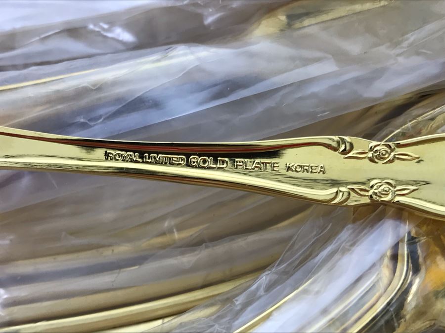 New Royal Limited Gold Plate Flatware Apx Service For 12 [Photo 4]