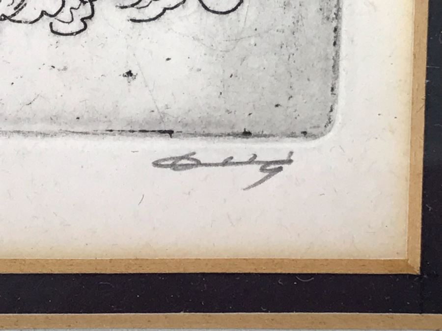 Signed And Framed AP Asian Etching Size 2.25' X 2.75' [Photo 4]