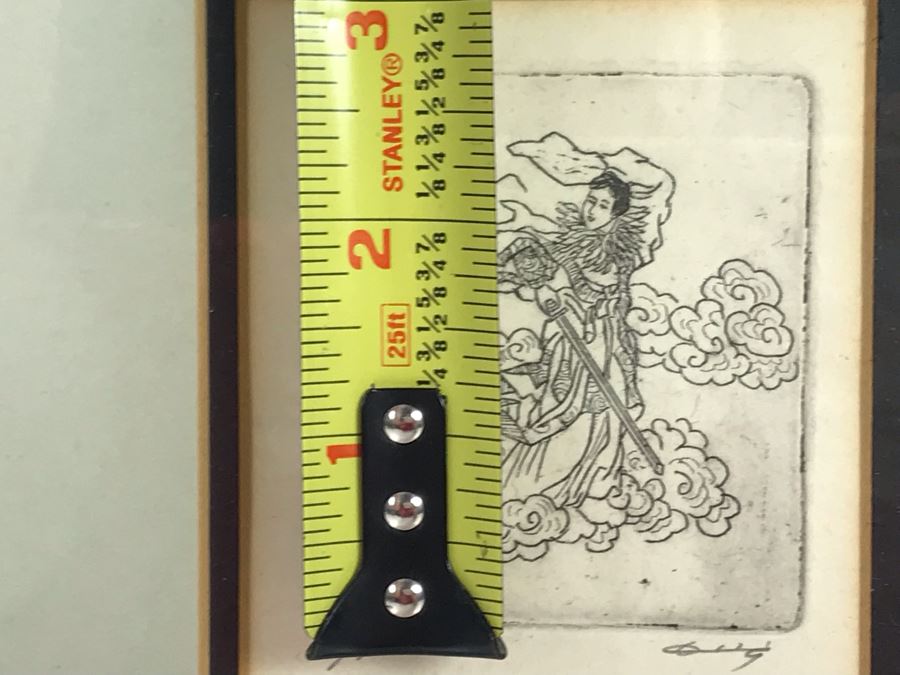Signed And Framed AP Asian Etching Size 2.25' X 2.75' [Photo 10]