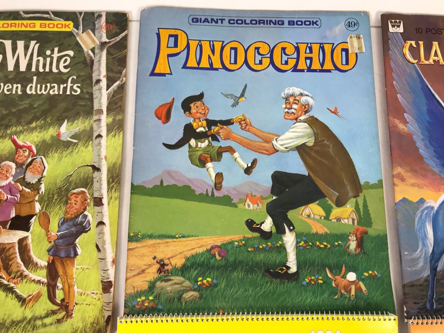 (3) New Old Stock Vintage Giant Coloring Books And (3) Sticker Calendars: Snow White, Pinocchio, Clash Of The Titans, Golden Girl, Barbie, G.I. Joe [Photo 4]