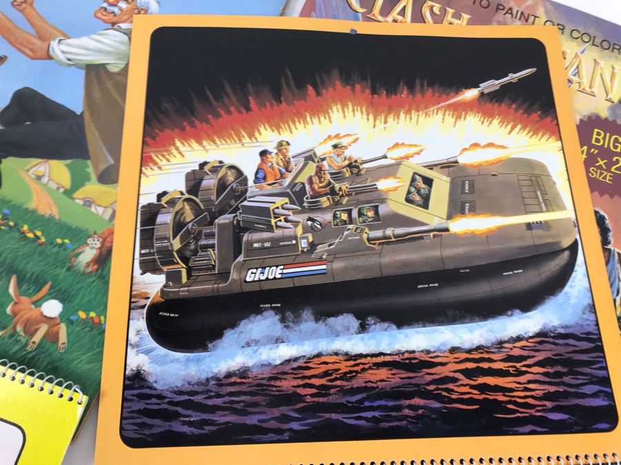 (3) New Old Stock Vintage Giant Coloring Books And (3) Sticker Calendars: Snow White, Pinocchio, Clash Of The Titans, Golden Girl, Barbie, G.I. Joe [Photo 9]