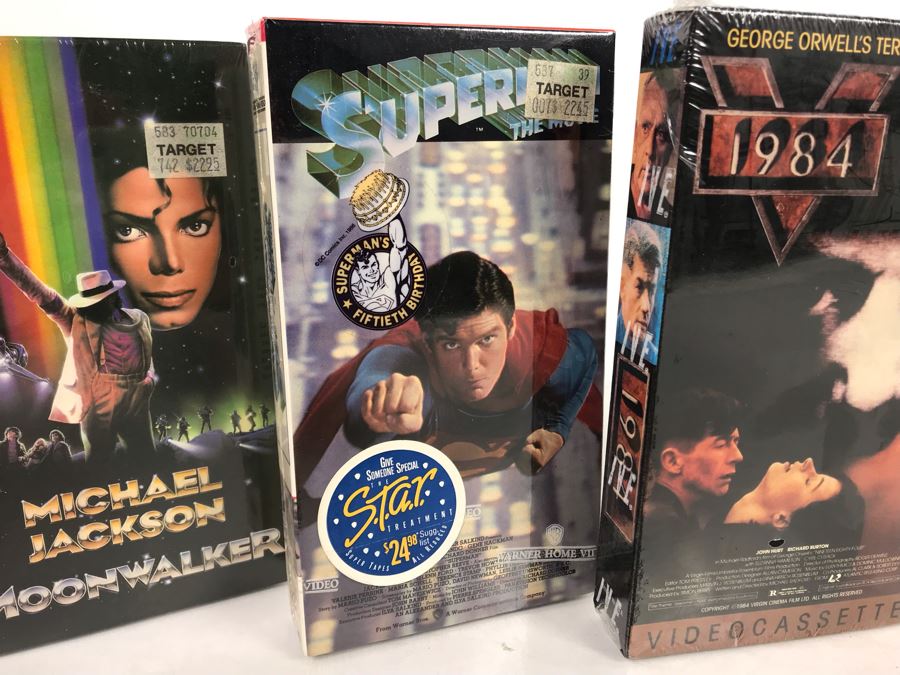 (5) Sealed Vintage VHS Movies: Michael Jackson Moonwalker, Superman, 1984, Labyrinth David Bowie, Batman [Photo 3]