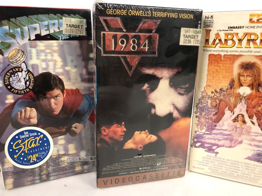 (5) Sealed Vintage VHS Movies: Michael Jackson Moonwalker, Superman, 1984, Labyrinth David Bowie, Batman [Photo 4]
