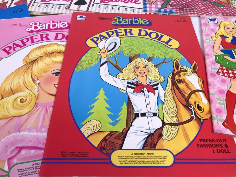 Collection Of Vintage Barbie Doll Paper Dolls And Vintage 1993 Mattel Red Flare Barbie Figurine [Photo 11]